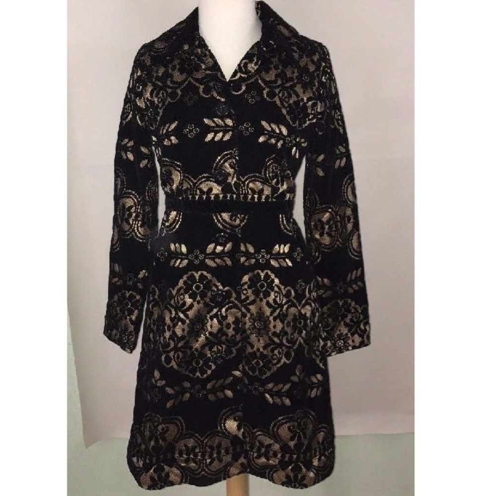 Anthropologie Laced Velvet Coat Plenty